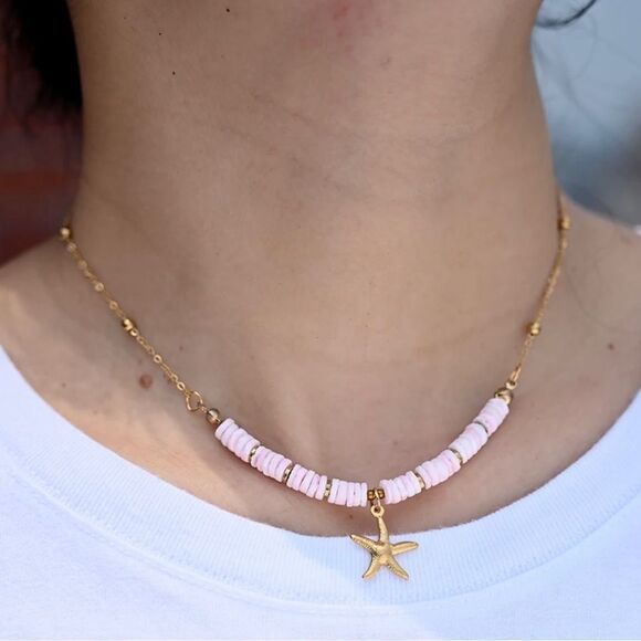 Starfish Boho Vacation Pink Necklace - Picture 2 of 2